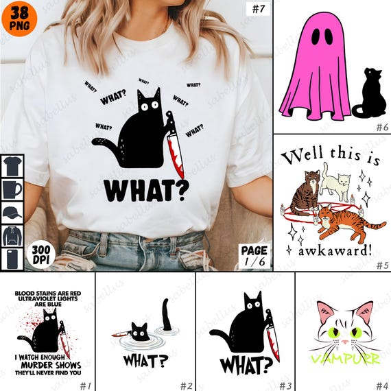 Halloween Black Cat PNG Bundle, Spooky Cat Shirt, Funny Cat Ghost Tee, Groovy Witchy Cat, Cat Lover Halloween Costume, Boo Cats Spooky Vibes