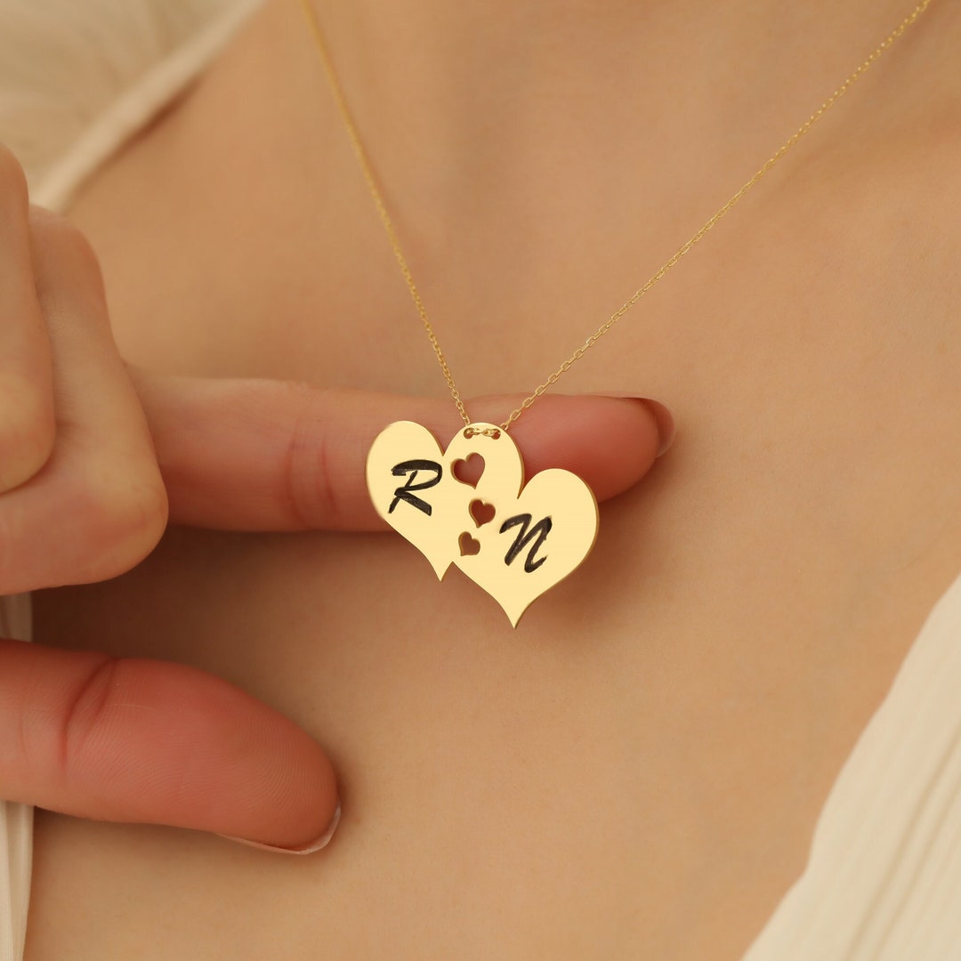 Personalisiertes Herz Anhänger Halskette - Mit Initial Buchstabe A-Z