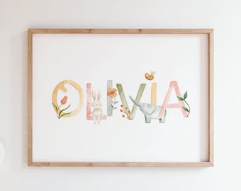 Custom Name Meaning Print, Girl Baby Nursery Decor (Digital Download)