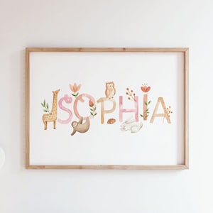 Letrero con nombre de niña para imprimir personalizado, nombre de niña para imprimir, arte de pared para niña para imprimir, impresión de nacimiento, significado del nombre, regalo para recién nacido