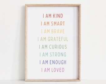 Rainbow Positive Affirmations Art: Kids Room Decor (Digital Download)