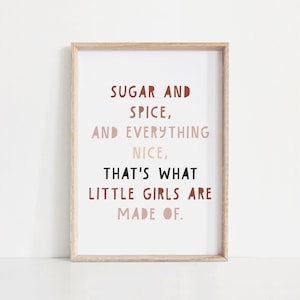 Azúcar, especias y todo lo bueno, arte de pared imprimible para habitación de niñas, decoración artística para habitación de niñas, impresión de póster para habitación de niñas, imprimible para habitación de niñas