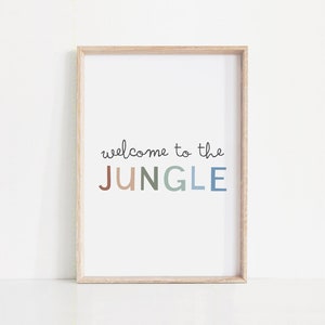 Welcome To The Jungle Wall Art, Safari Animal Wall Art Printable Quote For Kids Room, Nursery Wall Art, Printable Wall Art, Digital Download