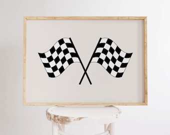 Checkered Racing Flag Print: Kids Room Decor (Digital Download)