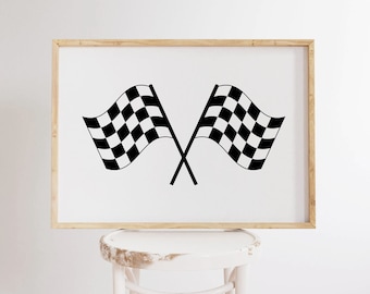 Checkered Racing Flags Print, Kids Room Decor (Digital Download)