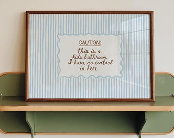 Kids Bathroom Rules Sign, Bathroom Toilet Art, Funny Bathroom Wall Art, Farmhouse Vintage Striped Decor, Bathroom Rules Print