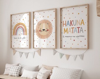 Jungle Animal Nursery Prints, Hakuna Matata Wall Art (Digital Download)