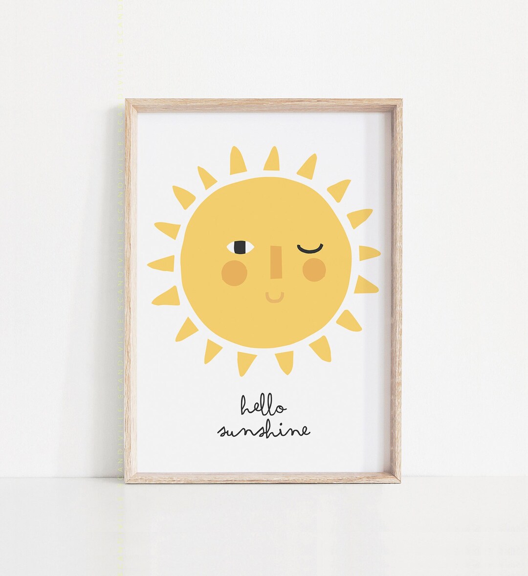 Hello Sunshine Nursery Print, Yellow Sunshine Wall Art (digital ...