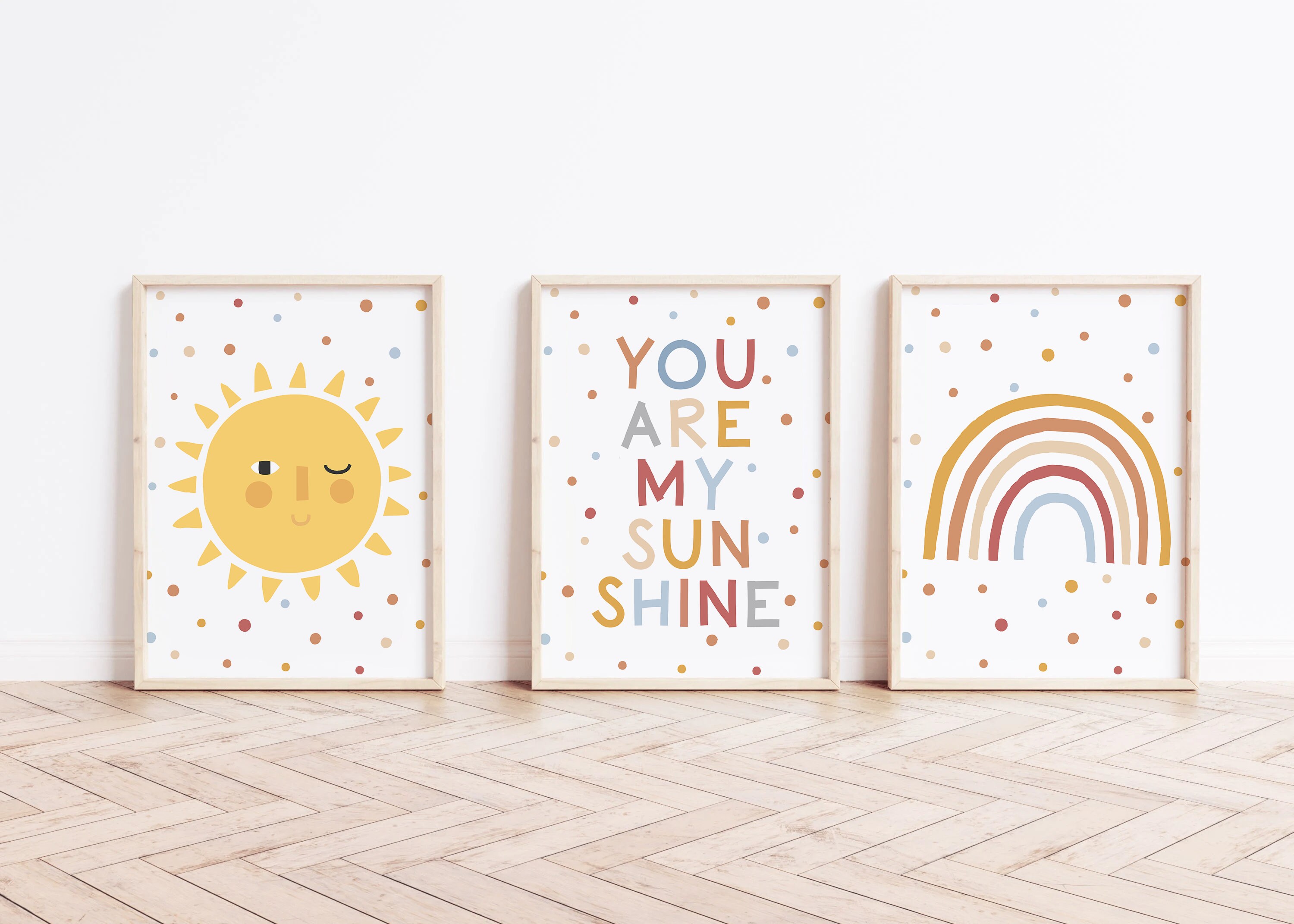 Sunshine Nursery Print Set, Rainbow Sun Decor (digital Download) - Etsy