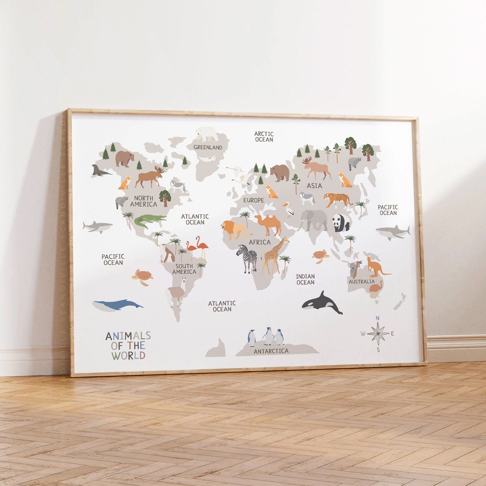 Animals World Map Print, Kids Nursery Decor (digital Download) - Etsy