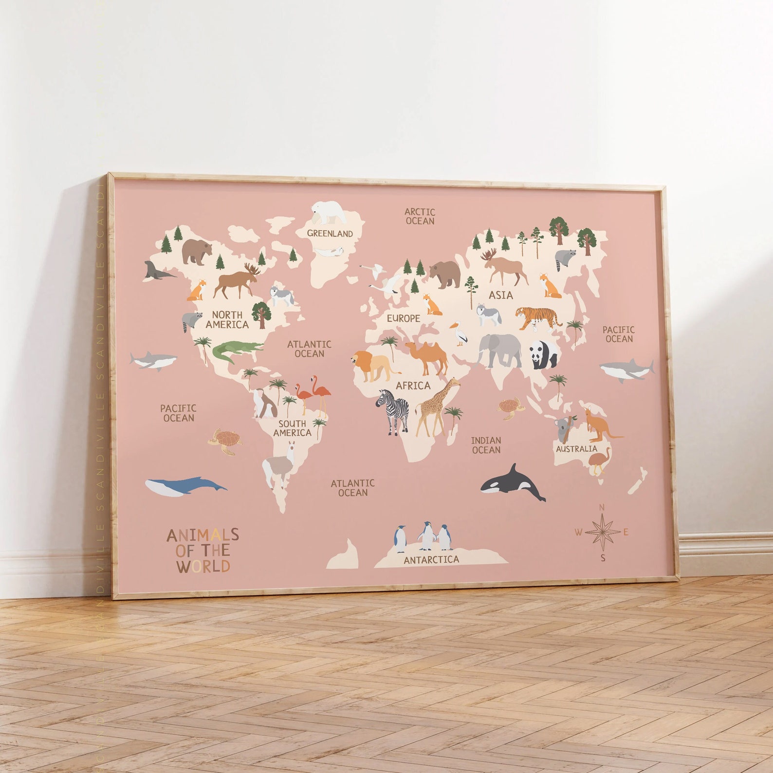Animals World Map Print, Kids Nursery Decor (digital Download) - Etsy