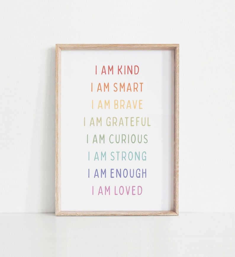 Rainbow Positive Affirmations Art: Kids Room Decor (Digital Download)
