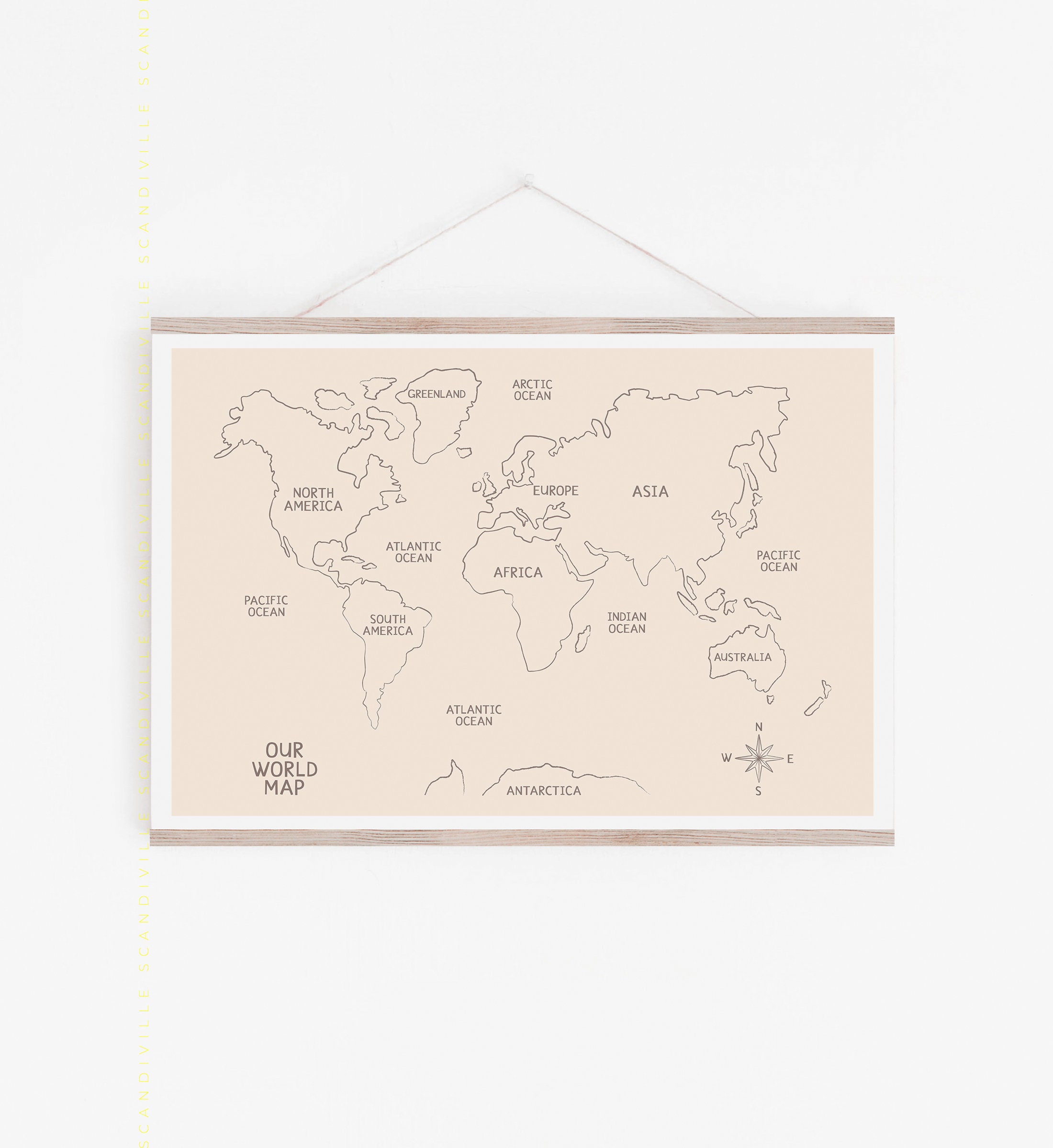 Playroom Map, World Map Printable for Kids, Kids World Map Print, World Map Nursery, Educational ...