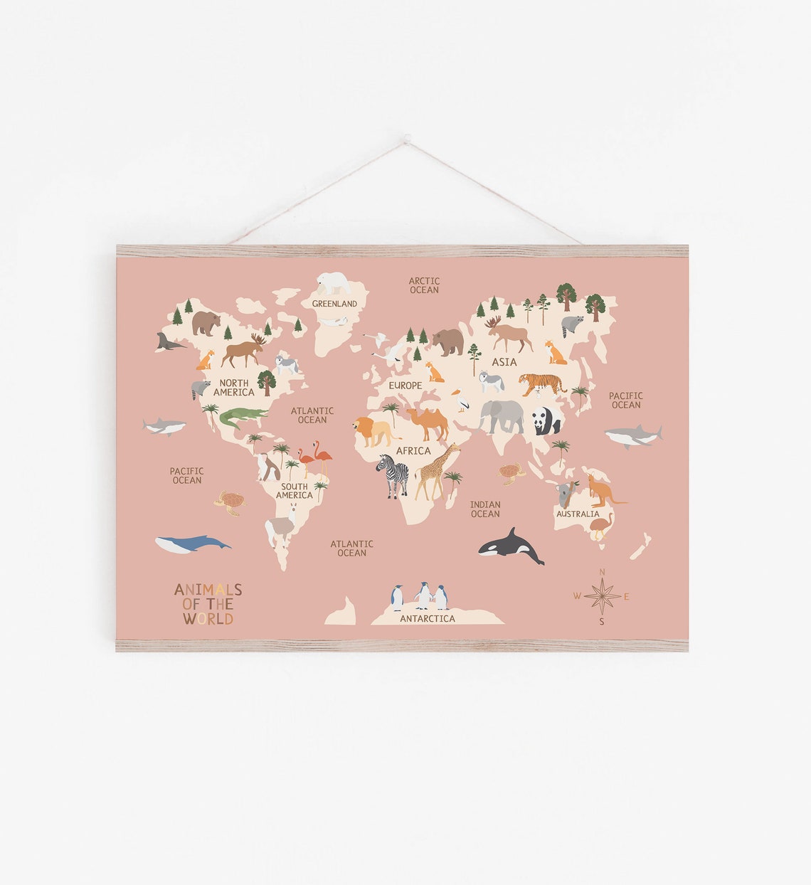 Animals World Map Print, Kids Nursery Decor (digital Download) - Etsy ...