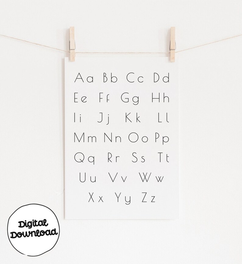 Set of 2 Prints Alphabet Poster, Number Poster 120, ABC Prints, Educational Wall Art, Big