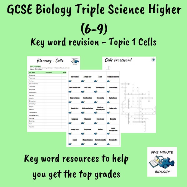 GCSE AQA Biology Triple Science Cells key words revision Higher Tier (Grade 6-9)