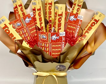 Personalised Toblerone scratch card chocolate bouquet