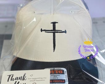 Custom Embroidered 3 Nail Cross Hat | Christian Faith Cap, Religious Apparel Gift for Him.