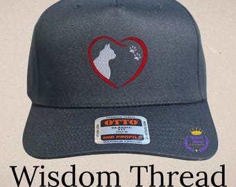 Gorra personalizada bordada para mamás de gatos – Gorra de papá con estampado de huella de pata y corazón