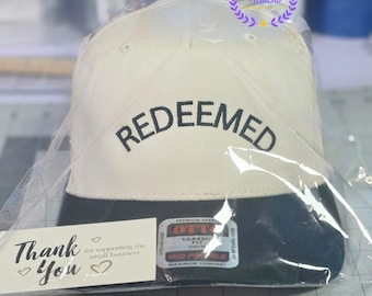 Gorras personalizadas bordadas hechas a mano "Redeemed" con cierre ajustable personalizado - Ropa con temática religiosa (31-069)