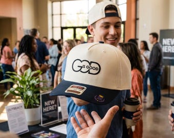 Custom Embroidered Hats, Handmade God Is Good Custom Snapback Faith Cap - Christian Based Apparel.