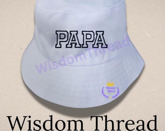 Sombrero tipo cubo para papá bordado a medida - Sombrero playero personalizado hecho a mano - Regalo ideal para papá