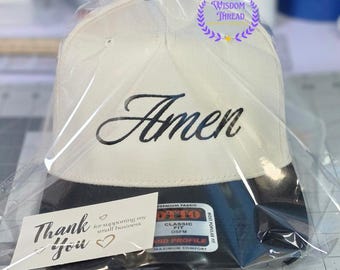 Gorra Amen bordada a medida / Ropa cristiana minimalista urbana
