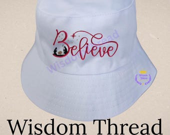 Gorras personalizadas bordadas, regalo cristiano, sombrero tipo cubo con la frase "Believe" (creer), ropa cristiana con versículo bíblico.
