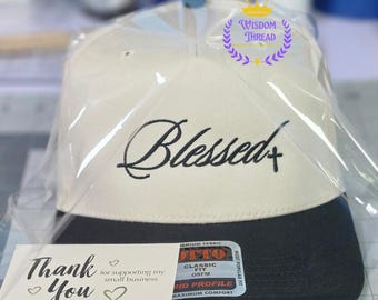 Gorra bordada "Bendito" / Gorra de béisbol cristiana / Regalo de fe para hombres y mujeres / Gorra religiosa para papá / Ropa cristiana minimalista