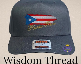 Gorra de béisbol personalizada de Puerto Rico / Gorra de vacaciones bordada a medida para él y para ella.