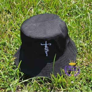 Custom Bucket Hat, Personalized Faith Embroidery with Six Thread Colors