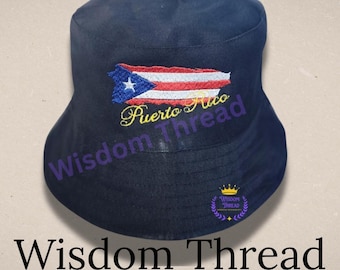 Gorro tipo pescador de Puerto Rico bordado a medida – Gorra de viaje unisex
