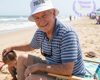 Custom Embroidered Papa Bucket Hat - Handmade Personalized Beach Dad Hat Gift