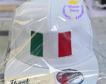 Gorra Snapback con la bandera italiana bordada a medida – Gorra deportiva blanca