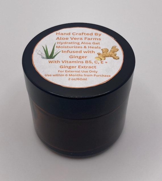 Organic Aloe Vera Gel: Hydrating Vitamin B5, C & E, and Ginger (2 oz)