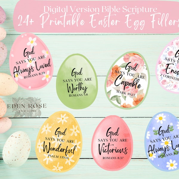 Scripture Easter Egg filler| Easter Egg Tokens| Bible Verse Easter Egg Filler| Scripture Easter Egg Hunt| God Says You Are| Easter Party