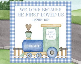 Printable Scripture Valentine's Day Card for boys, Bible Verse Valentine Card,Sunday School Valentine's Day, Train Valentine