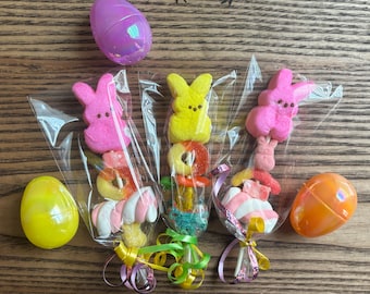5+ MINI Favores de fiesta de Kabobs de dulces de Pascua con Peep, Favor de fiesta para niños, Brocheta de dulces, Dulces, Cumpleaños de niños, Gomitas *ENVÍO GRATIS*