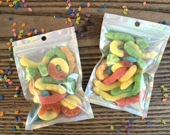 5+ dulces de recuerdo: gomitas ácidas, bolsas de 4 x 6; para fiestas; cumpleaños infantiles *ENVÍO GRATIS*