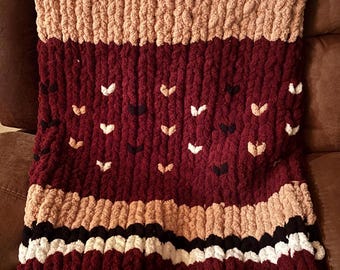 Chunky Blanket - College Theme (With or Without Hearts) - Stadium Blanket