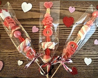 5+ brochetas de caramelo XL para el día de San Valentín, obsequios de fiesta; gomitas *ENVÍO GRATIS*