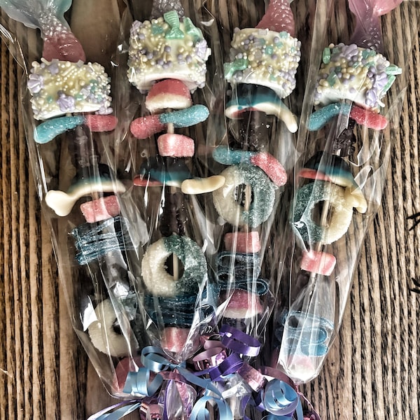 5+ XL Meerjungfrau Thema Candy Kabobs Gastgeschenke, Geburtstagssüßigkeit, Kinder Mitbringsel, Süßigkeiten Spieß, Candy, Kindergeburtstag; Gummies *KOSTENLOSER VERSAND*