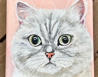 Ritratti di gatti disegnati a mano, ritratti di animali personalizzati, cani personalizzati, ritratti di animali quadrati, dipinti di gatti 6x6, regali personalizzati