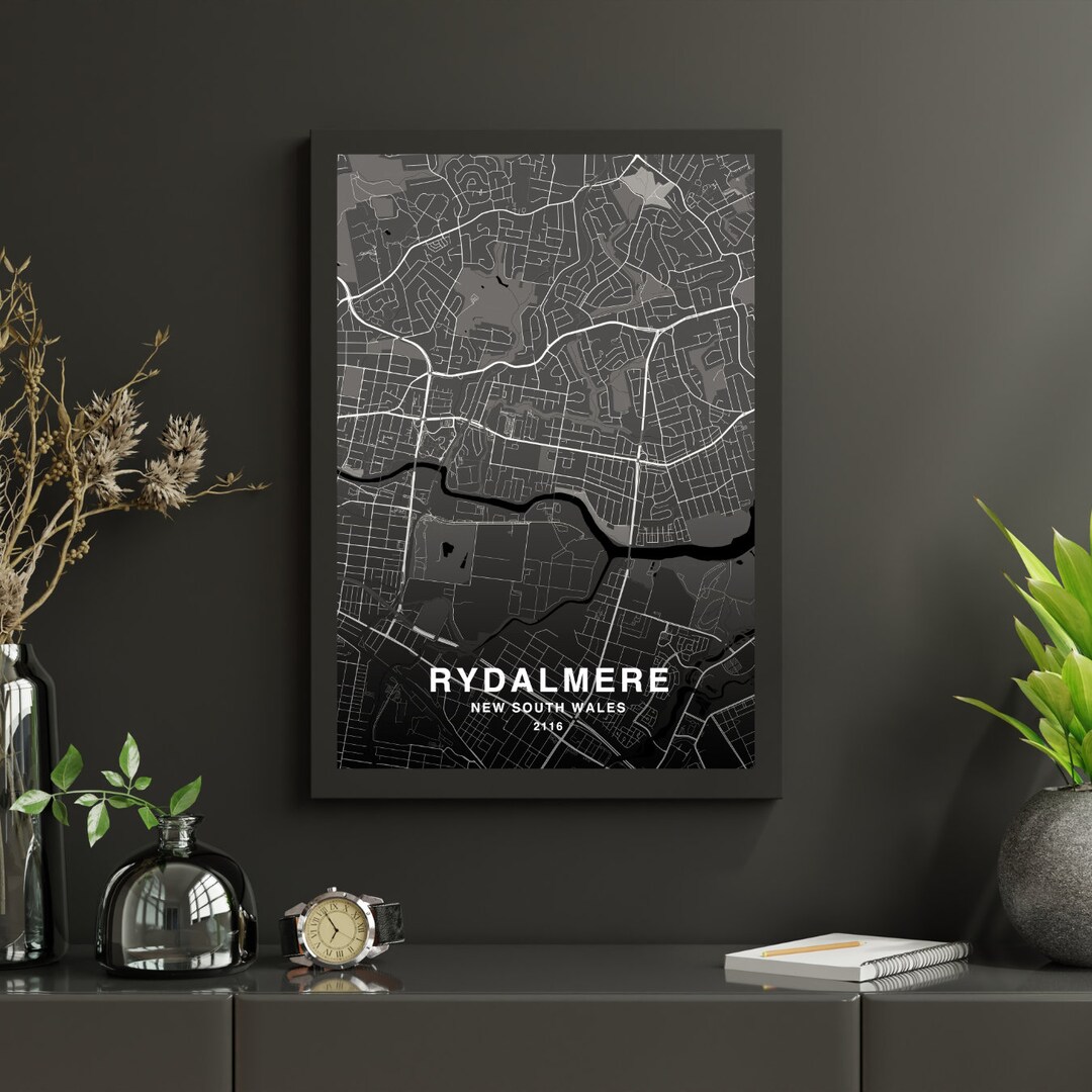 Rydalmere Western Sydney Wall Art Print Custom City Map Black and White