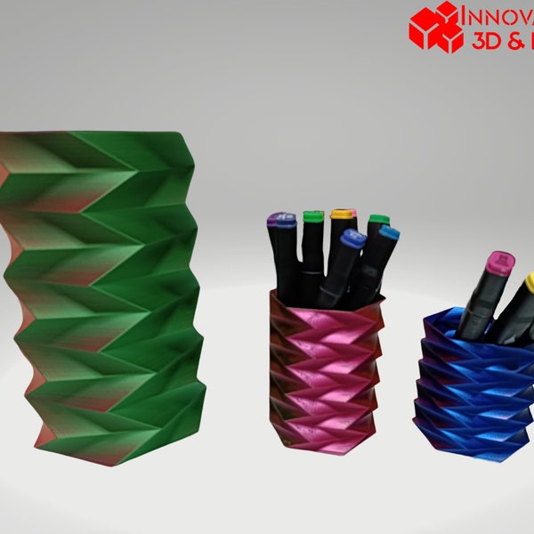 Hexagonal Vase Modern Design – Unique Multicolored Vase – 20 cm Height, Diameter 13 cm – Available in Various Colors