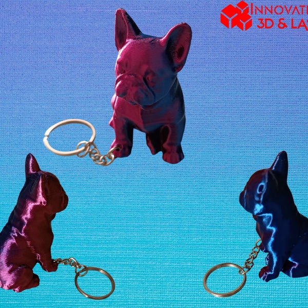 Porte-Clés bouledogue Français Multicolore en 3D – L'Accompagnateur Tendance pour Vos Clés