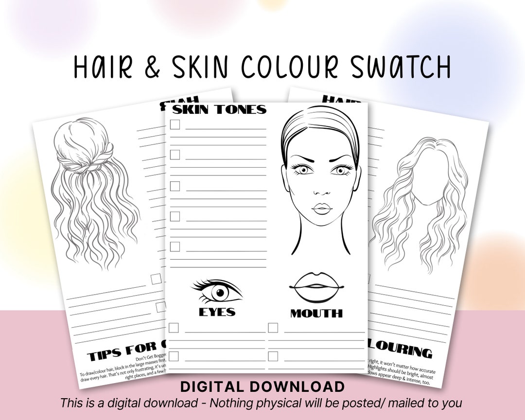 Skin Tone Colouring Swatch, Adult Colouring Practice Page. Colour Chart ...