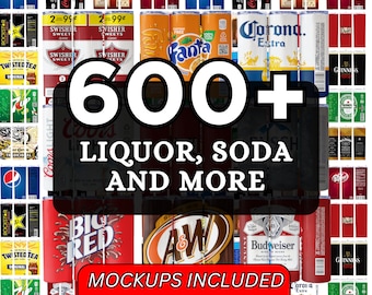 600+ Liquor and Soda Brands Tumbler Wrap Bundle, Print Shop Starter Pack, 20oz Skinny Sublimation Tumbler PNG Beverage Beer Drinks