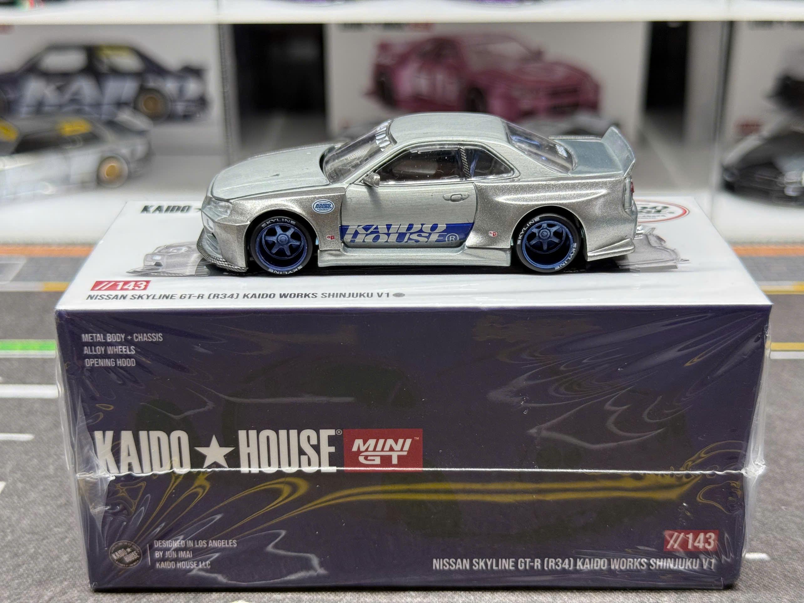 Mini GT X Kaido House R34 Shinjuku Chase KHMG143 Diecast (+