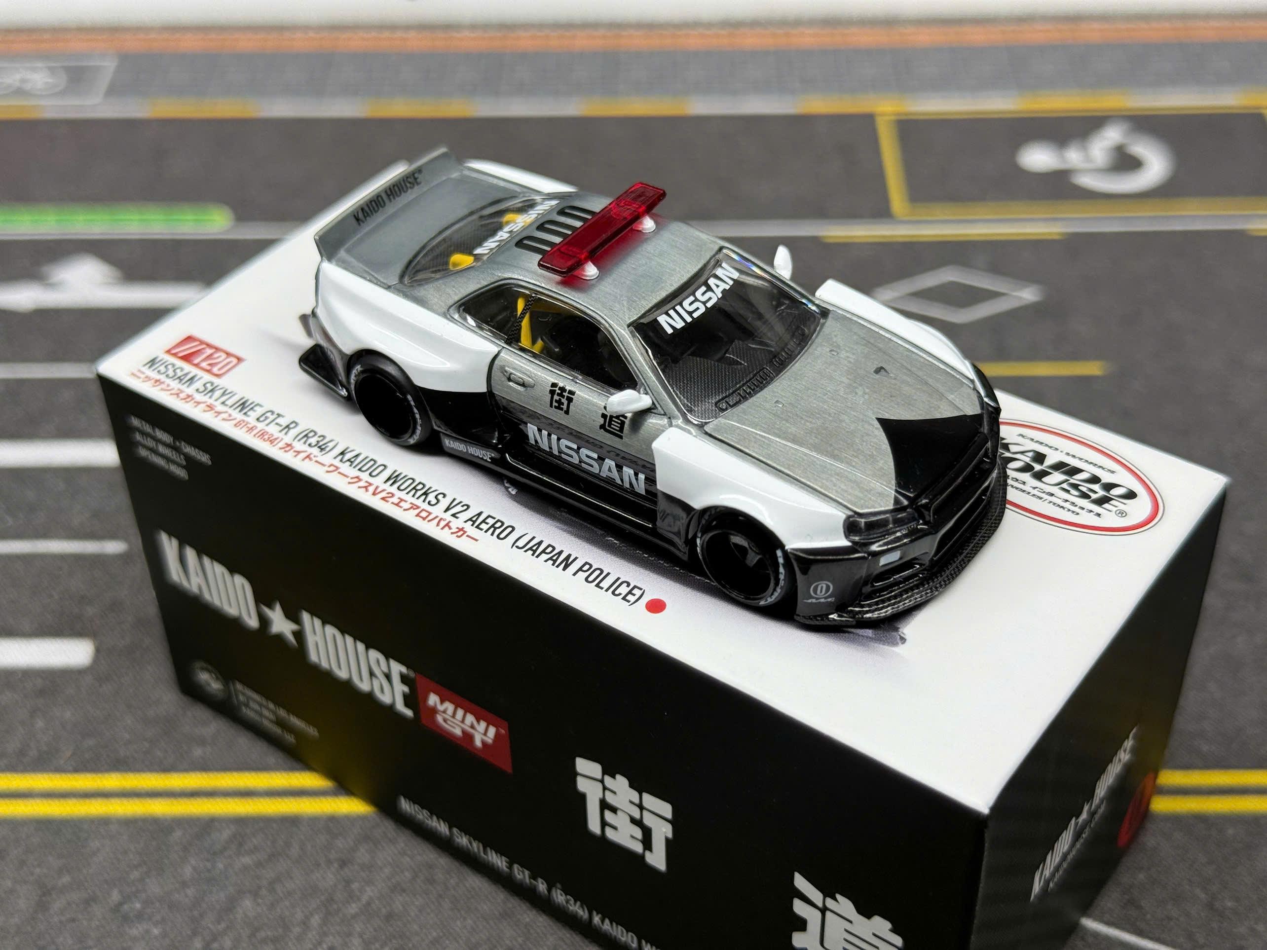 Mini GT X Kaido House R34 Police V2 Chase KHMG120 Diecast (+ Free